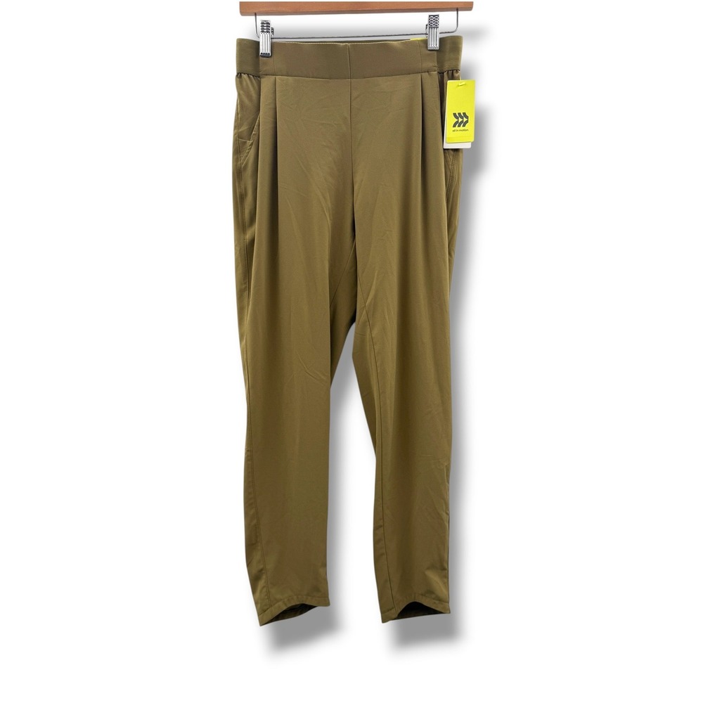 All In Motion Tapered Pants Womens XS Olive Green High Rise Stretch Pull‎ On NWT